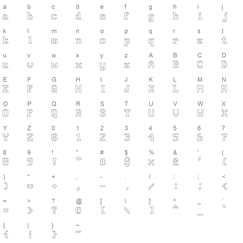 Good Old DOS Outline Character Map