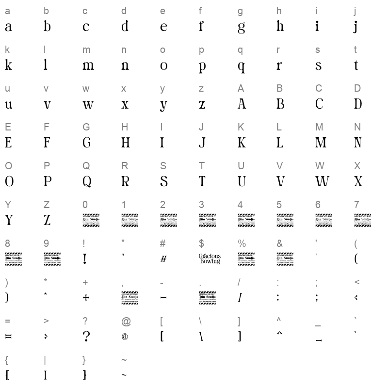 Gracious Bowing Character Map
