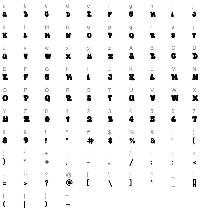 Graffiti Xenoa Regular Character Map