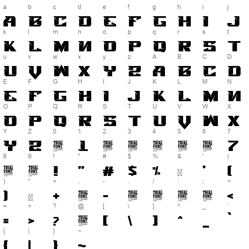 Great Sport OTF Character Map
