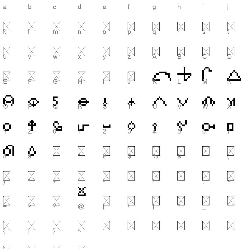 greenbeanish font Character Map