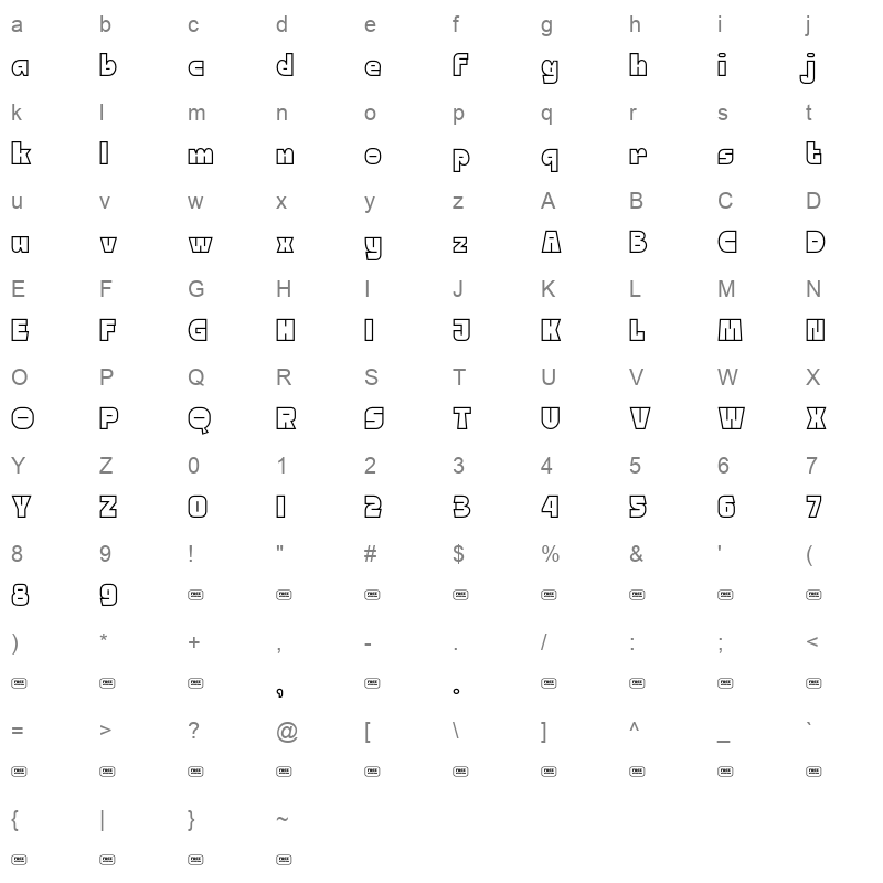 GREMLIN WOFF2 Character Map