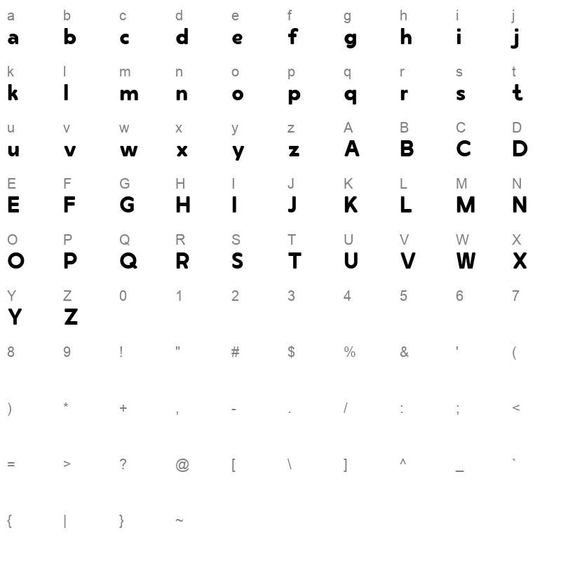 GulkaFreeFont Bold Character Map