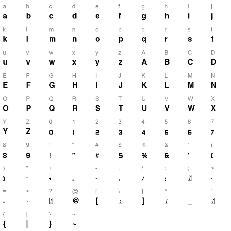 Hacen Extender Lt Character Map