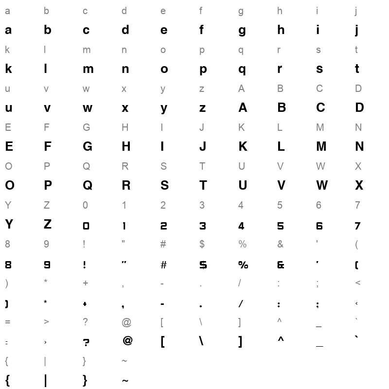 Hacen Extender X4 Super Fit Character Map
