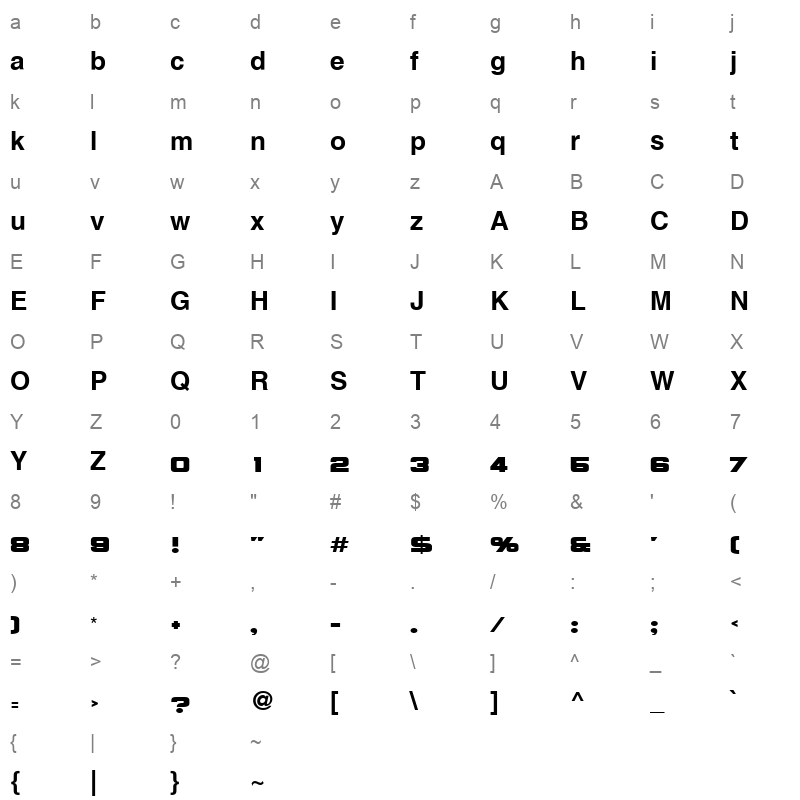 Hacen Extender Character Map