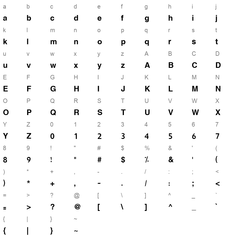 Hacen Liner Screen Bd Character Map