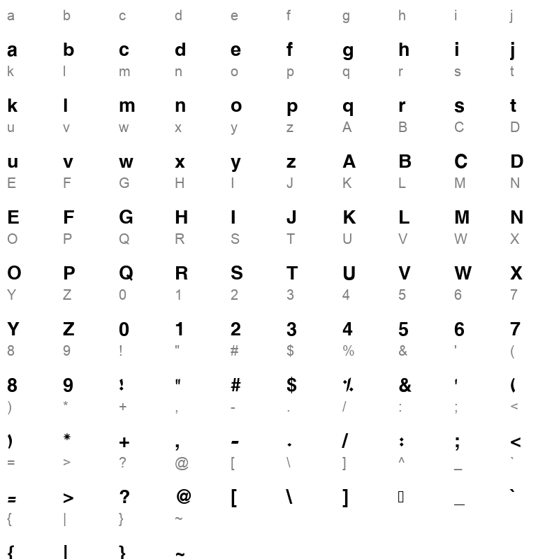 Hacen Sahafa Character Map