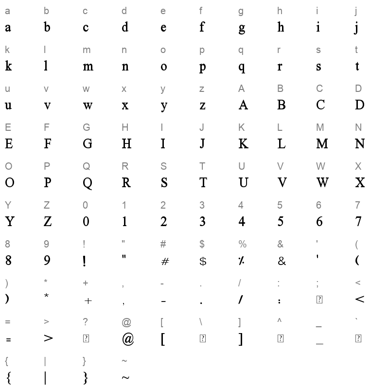 Hacen Sahara TX Lt Character Map