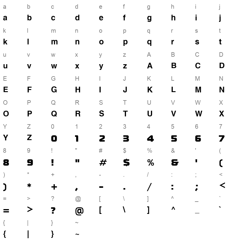 Hacen Saudi Arabia XL Character Map