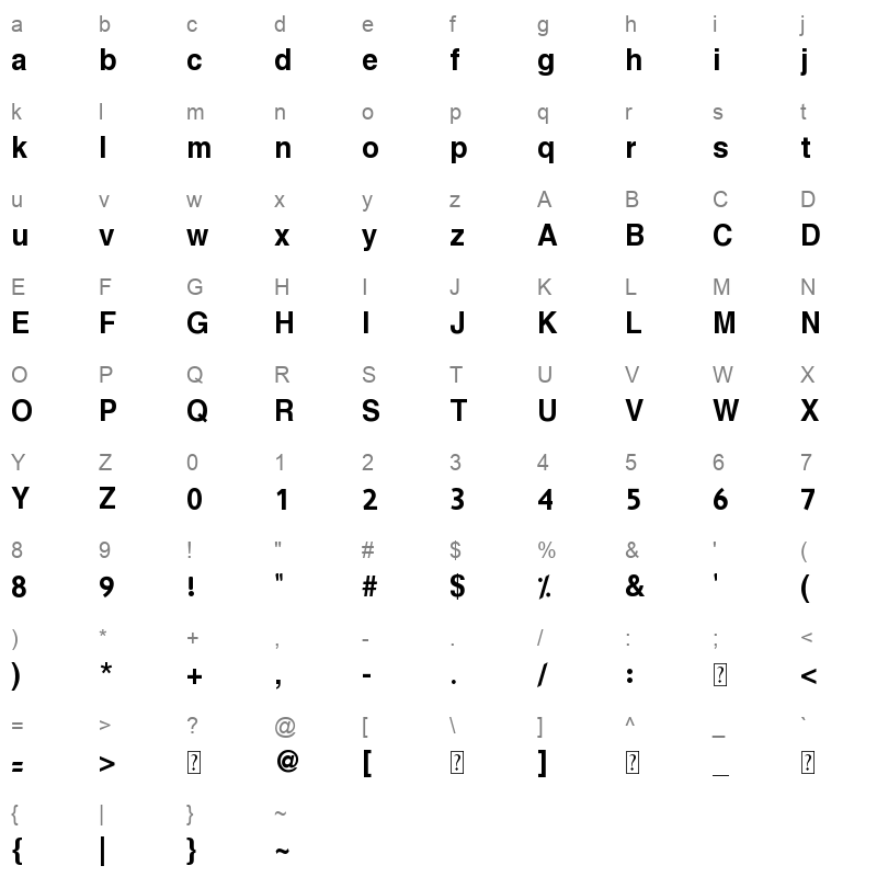 Hacen Tunisia Bd Character Map