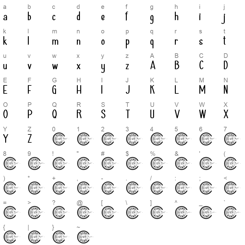 Haiesley Sans Bold Character Map