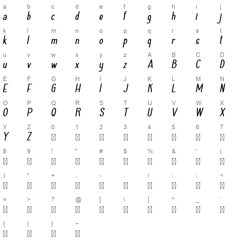 Haiesley Sans BoldItalic Character Map