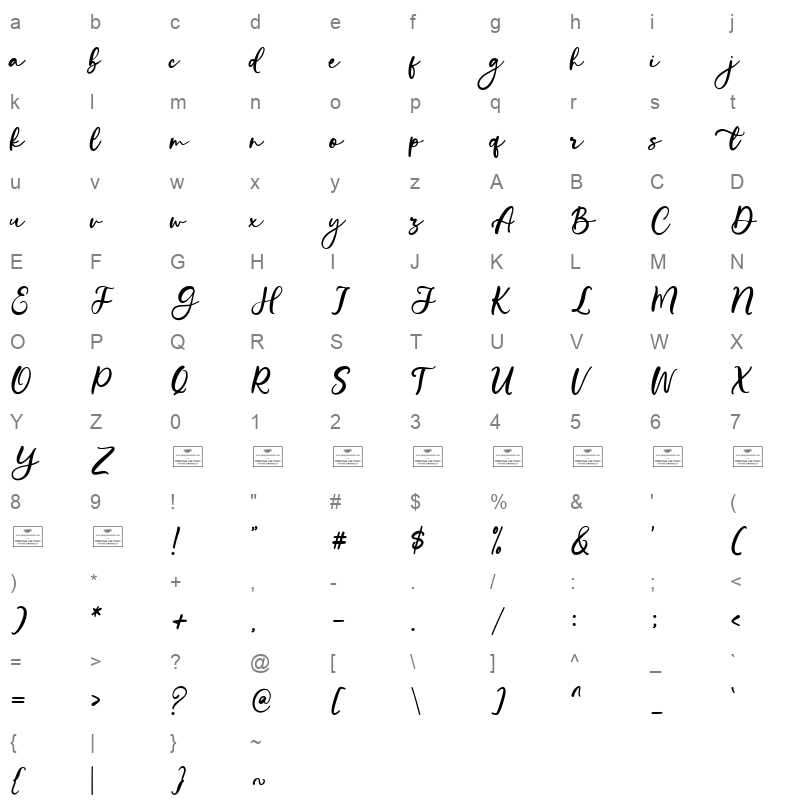 Haland Character Map