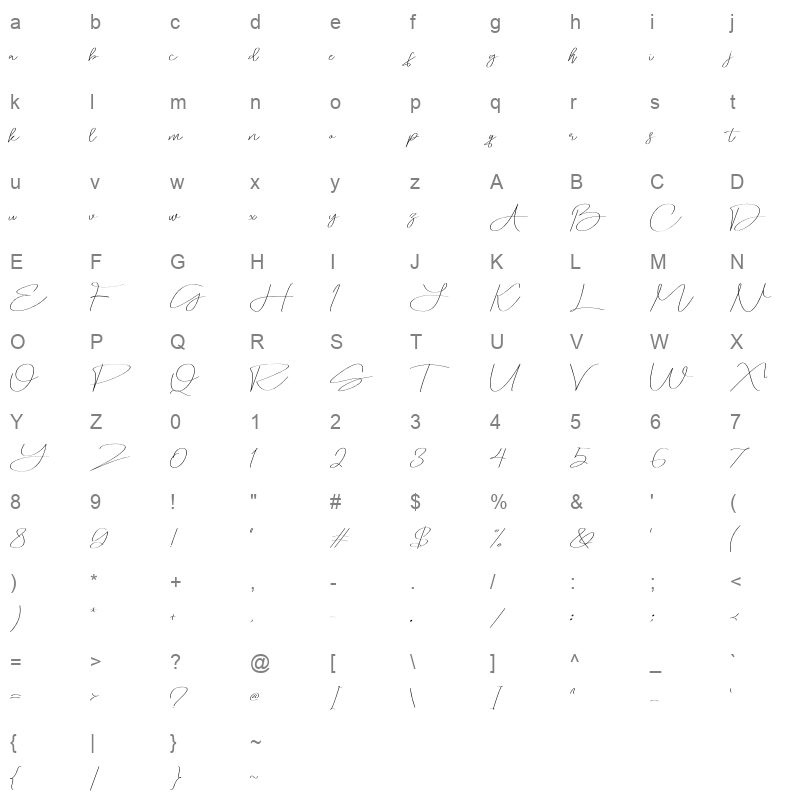 Hamtores Font Character Map