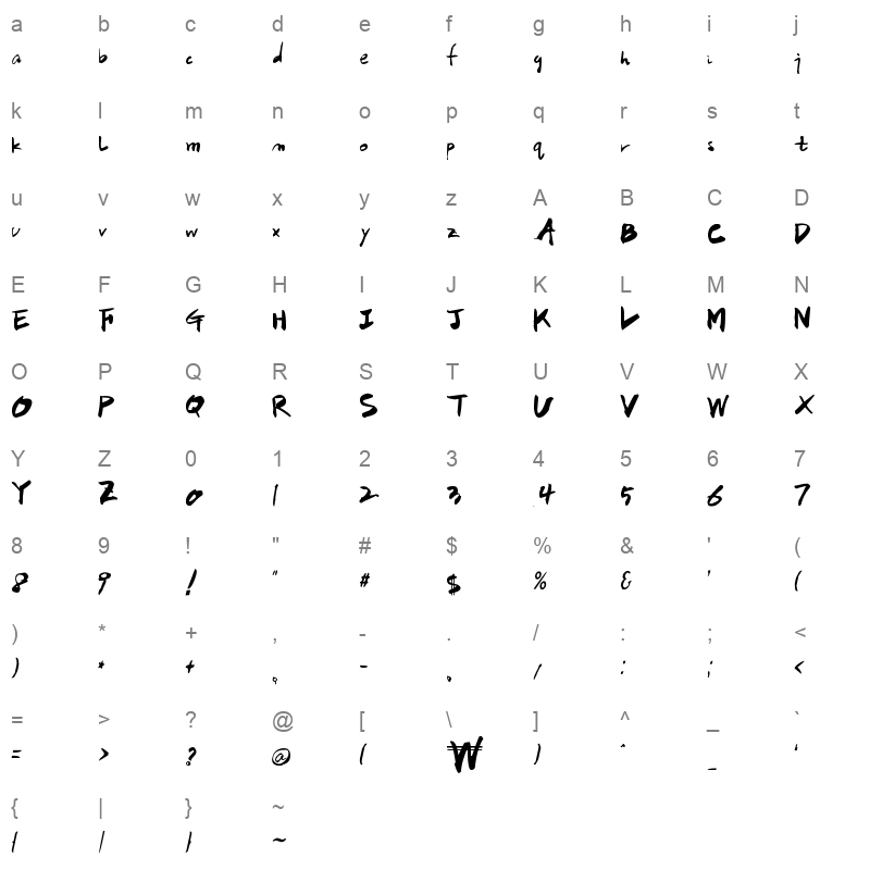 HanS Calli Character Map