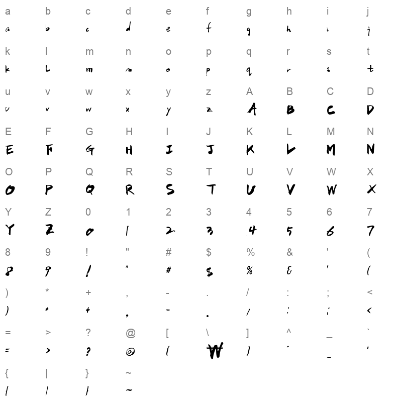 HanS CalliPunch Character Map