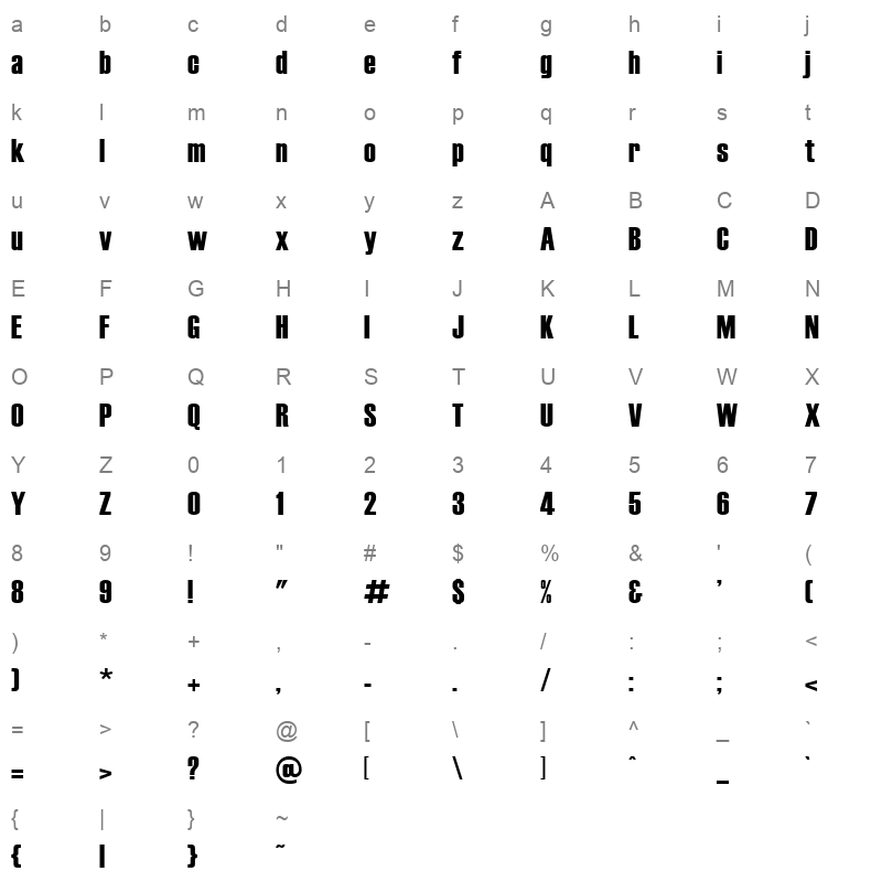HATTEN Character Map