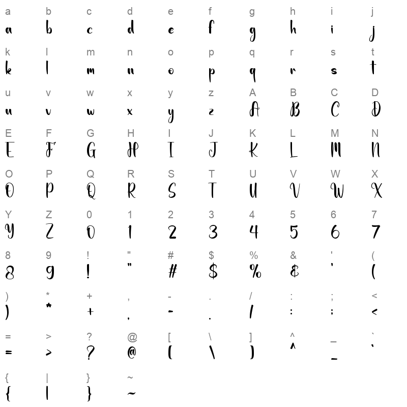 Haunted Witch TTF Character Map