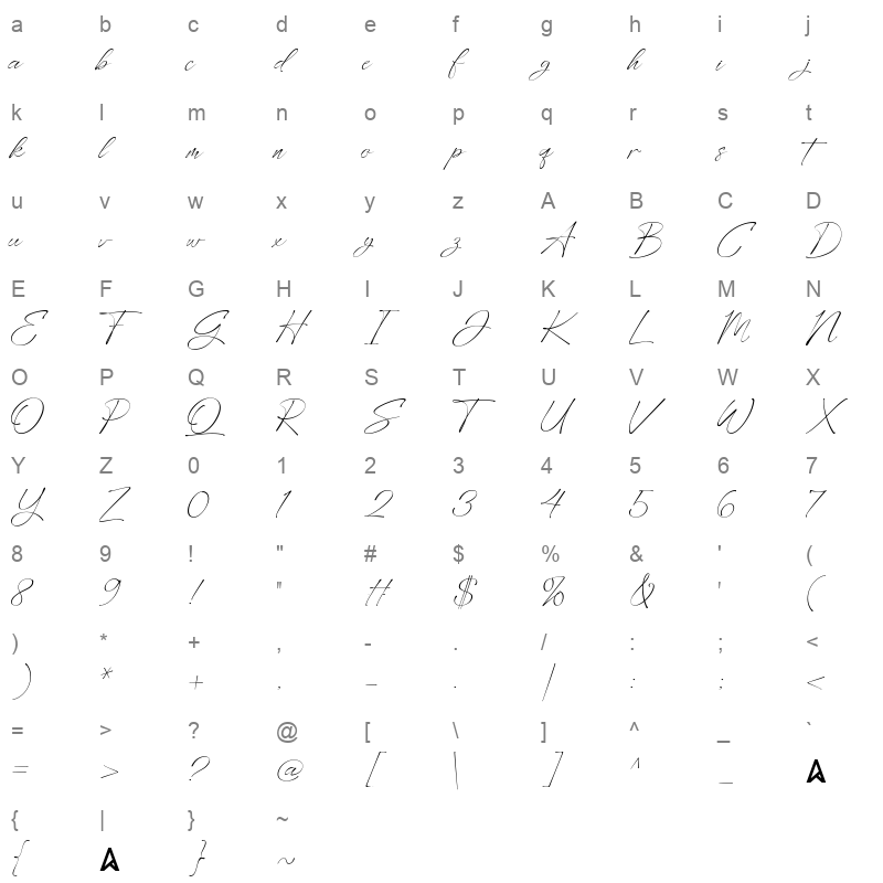 Hayollan Regular Character Map