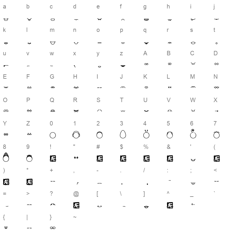 Head Ding Maker (BRK) Regular Character Map