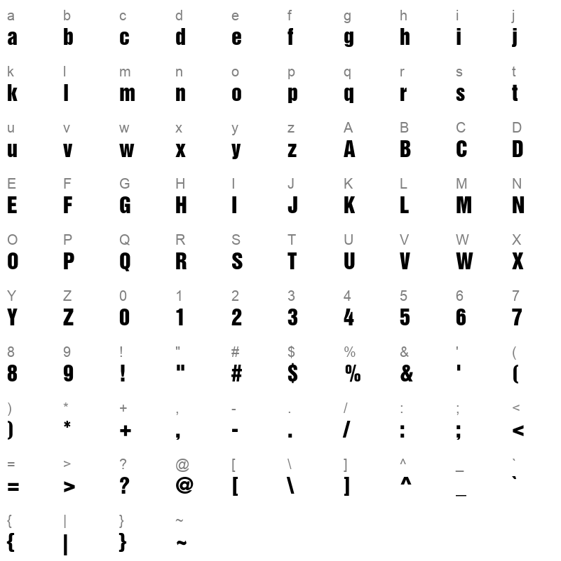 Helvetica Inserat LT Std Roman Character Map