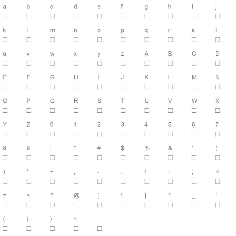 HelveticaCyrillic Bold Character Map