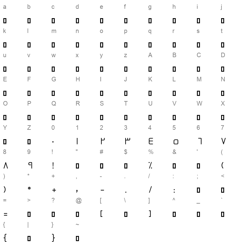 Hend Font Regular Character Map