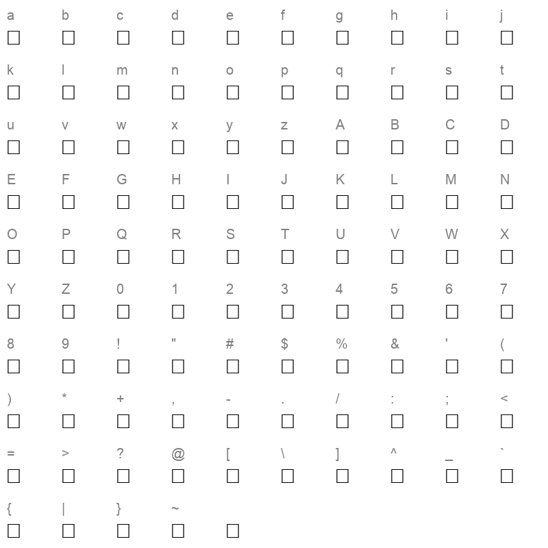 HESH BOLD Character Map
