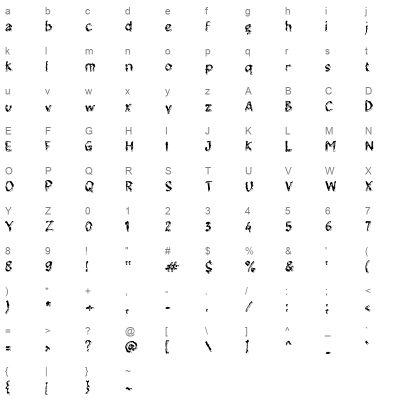 hHampa Character Map