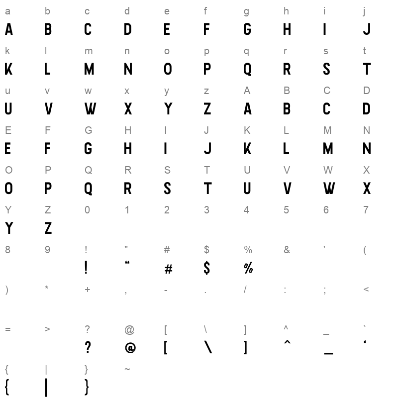Highstories Sans Regular Character Map