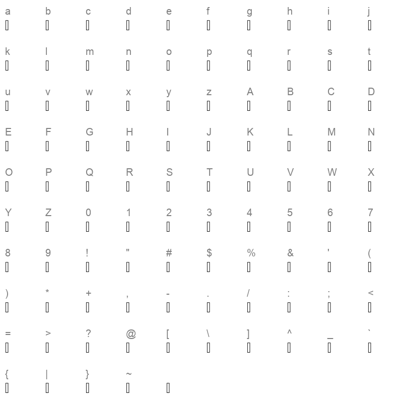 Hiibono Character Map