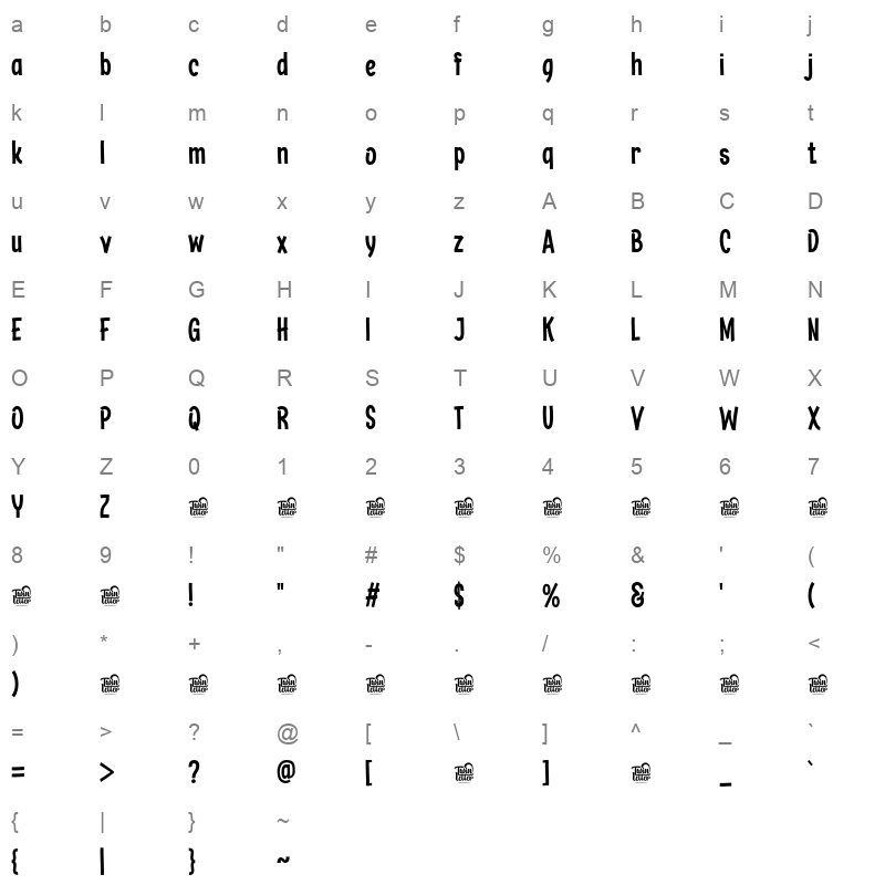 HIKRANtrial otf Character Map