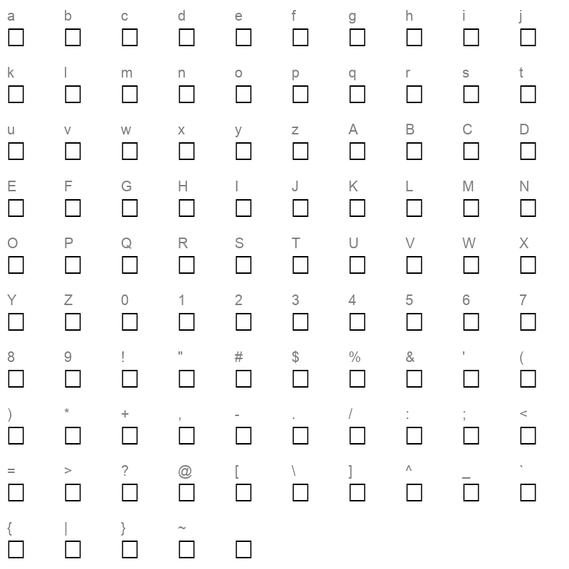 HNORMAL Character Map