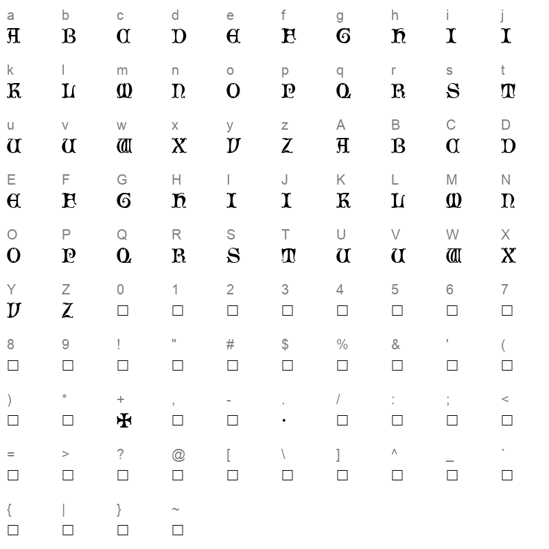 hoc opus Character Map