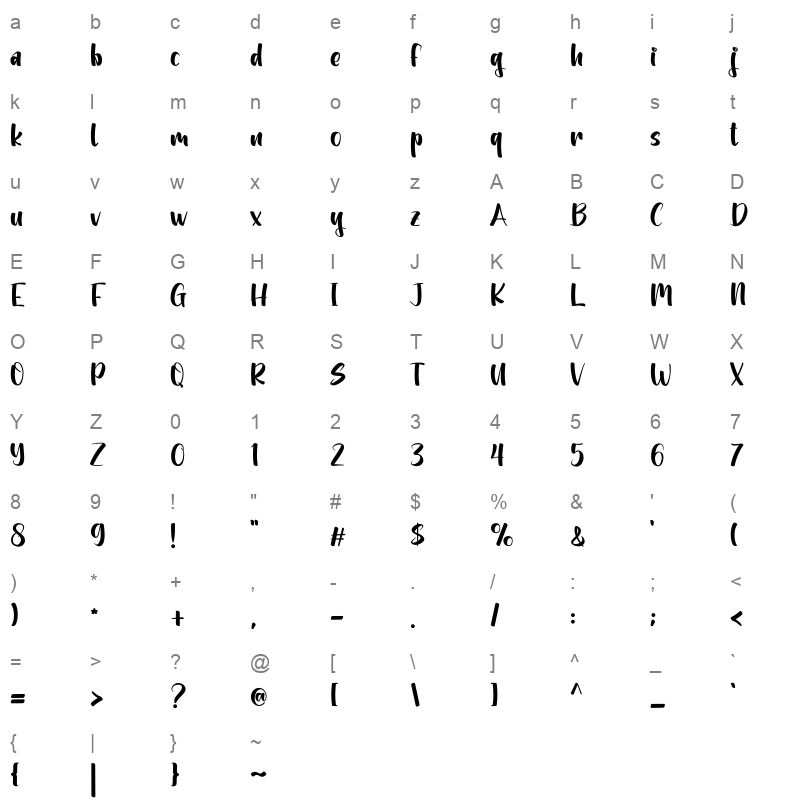 Hocus Pocus OTF Character Map