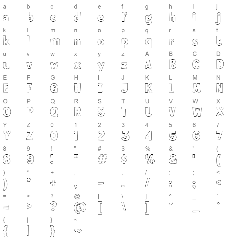 HokubaGrabs Outline Character Map
