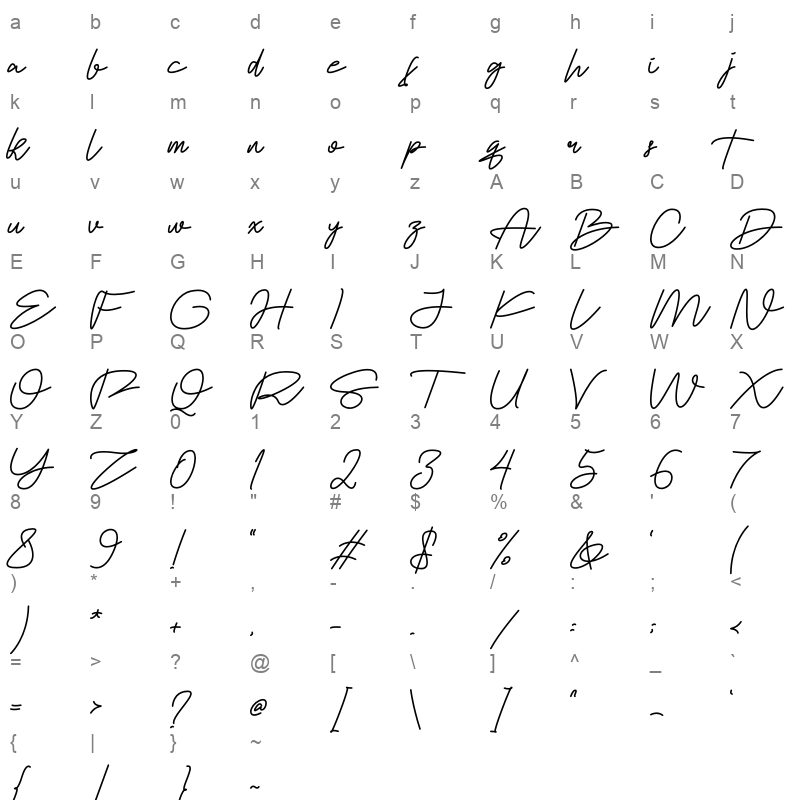 Hollato Character Map