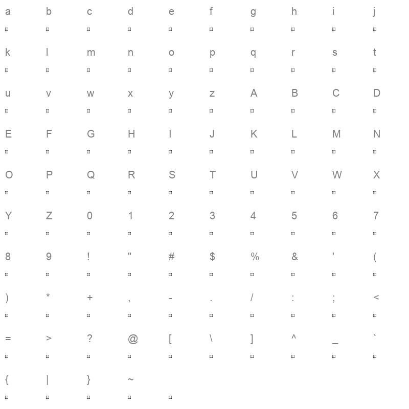HOMEPLAN Character Map