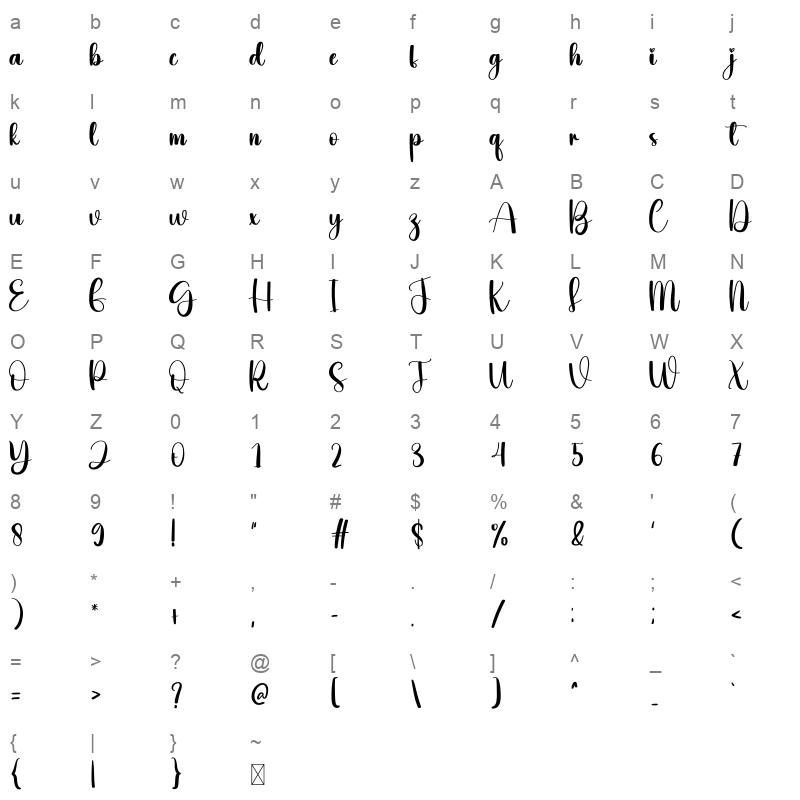 Hooked Character Map