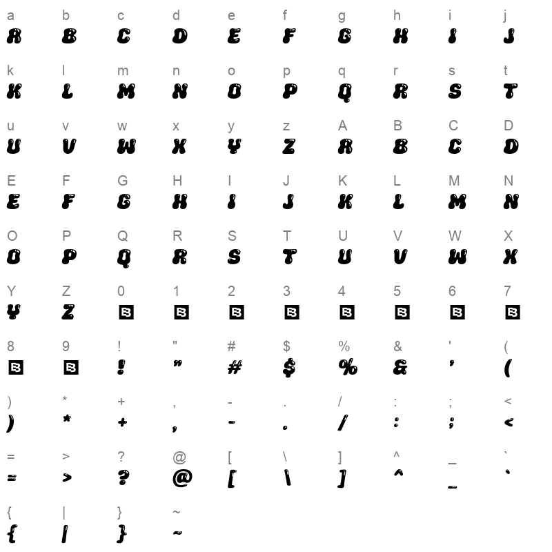 HOPALOPE BUBBLE Character Map