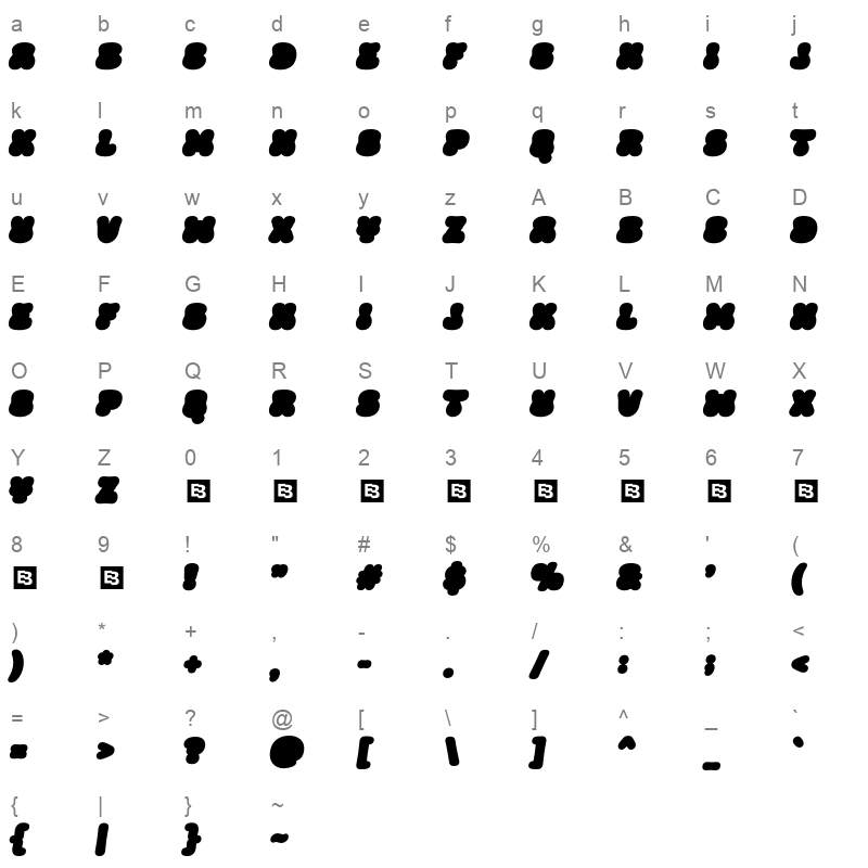 HOPALOPE EXTRUDE Character Map