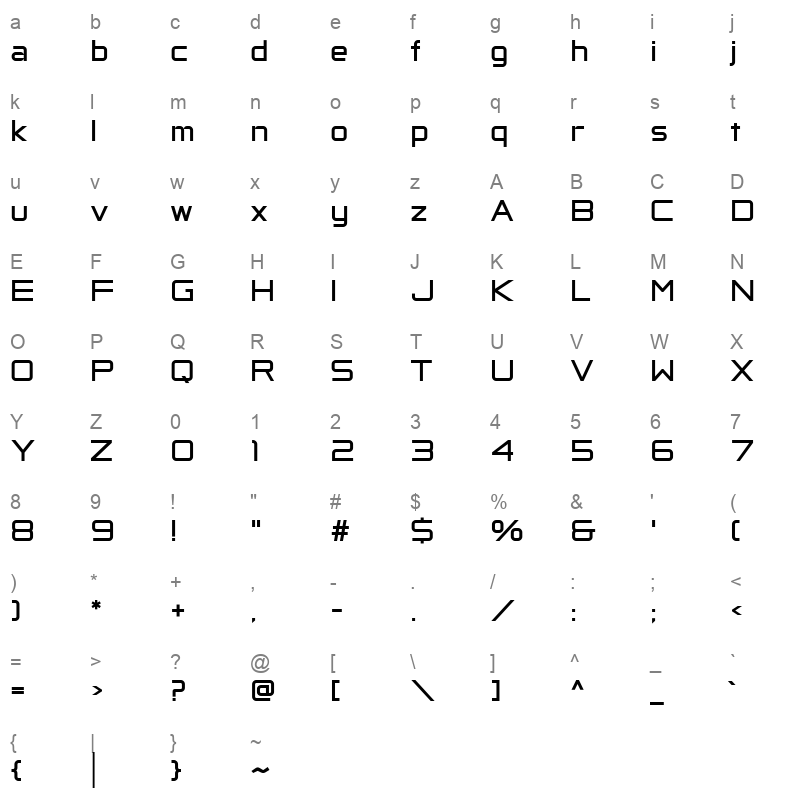 Horyzen Bold Character Map