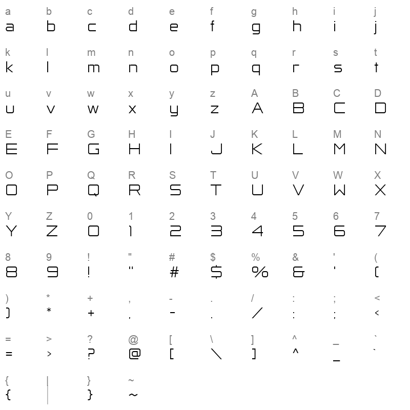 Horyzen Light Character Map