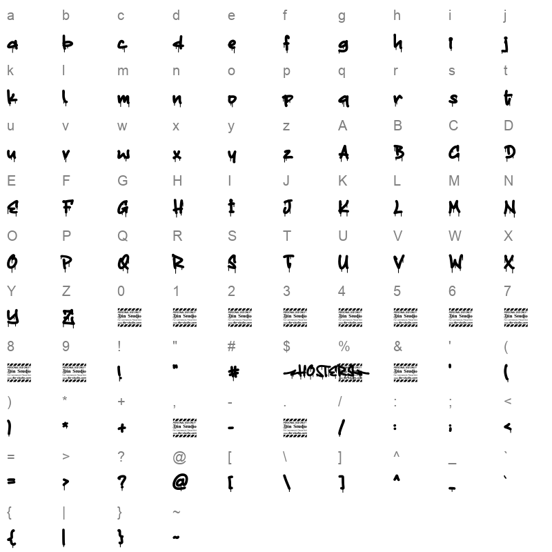 Hosters Character Map