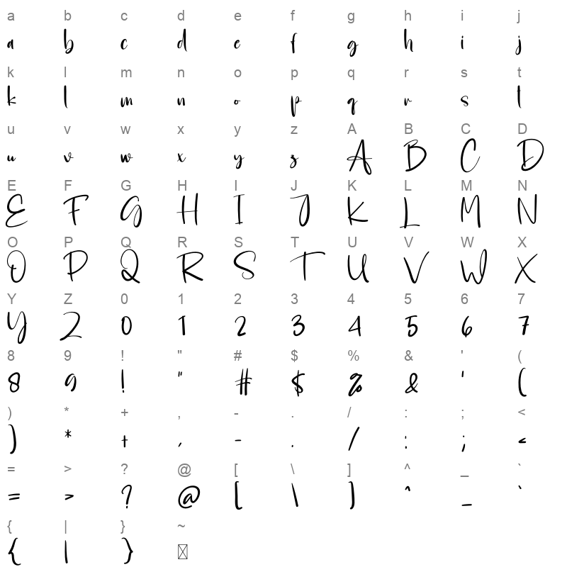 House bold OTF Character Map