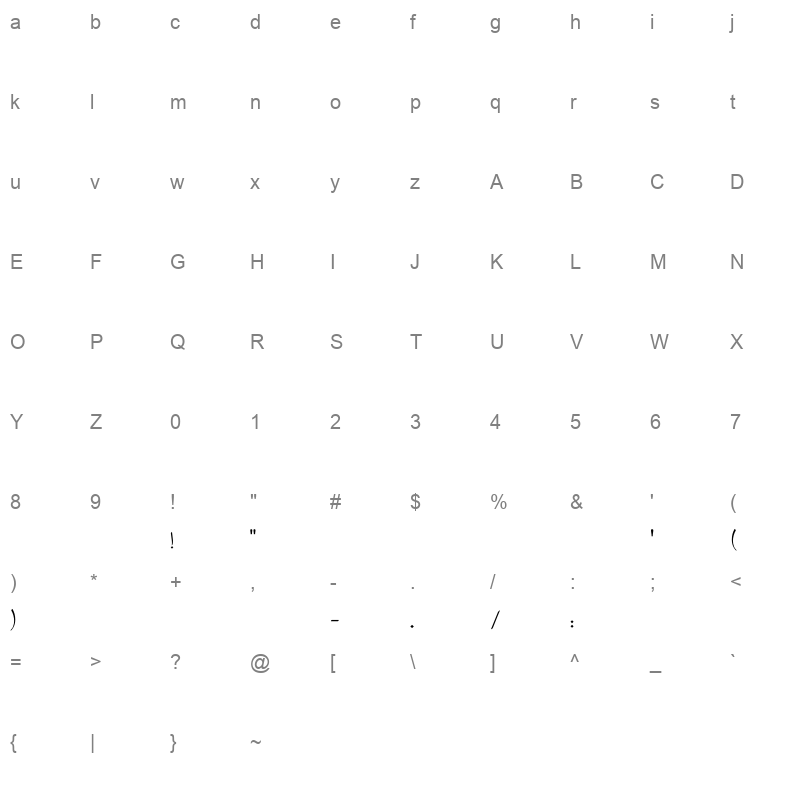 HSN Khalid Thin Character Map