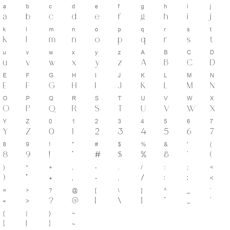 IAM BLACK reguler Character Map