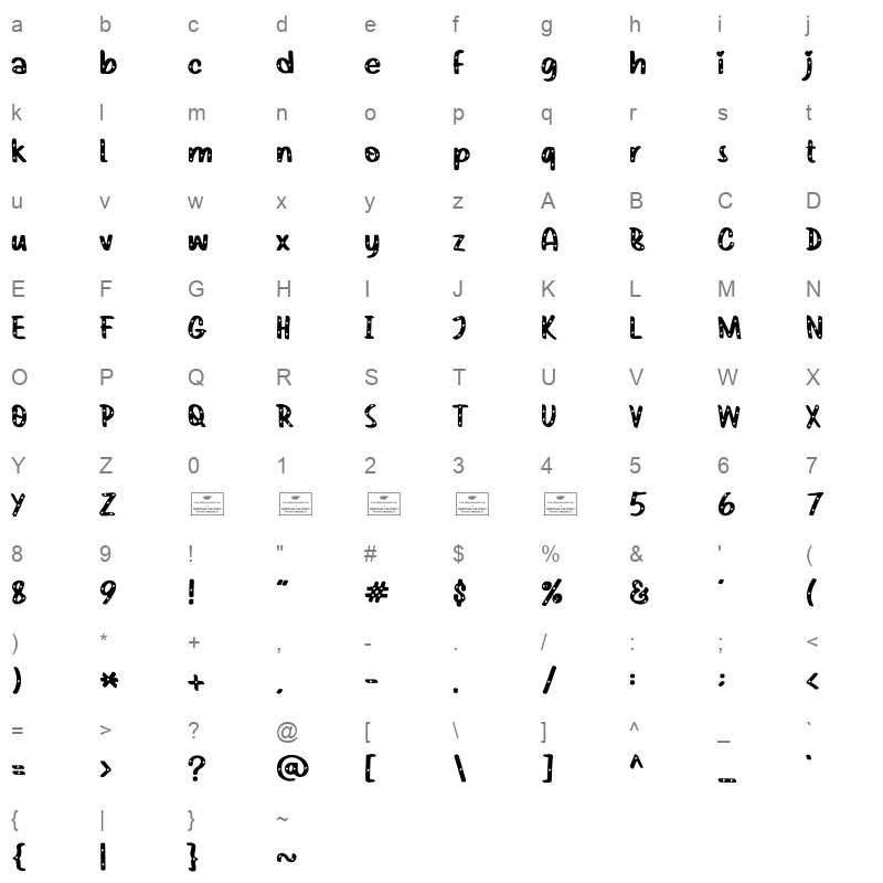 Infinitely OTF Character Map
