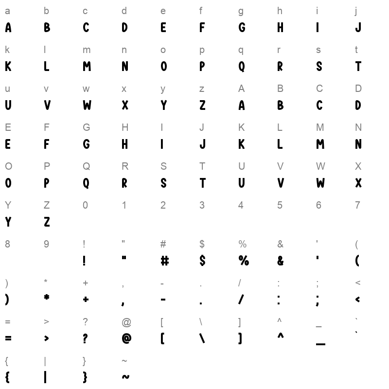 Ingenue OTF Character Map